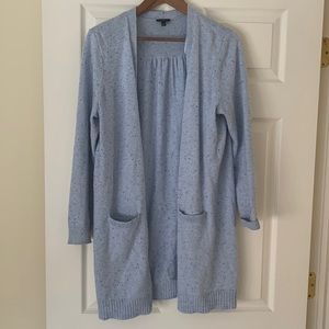 Talbots blue speckled long cardigan